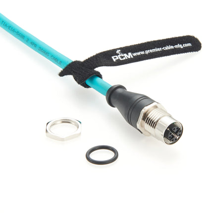 M12 X-Code Panel Mount to RJ45 CAT6A Cable