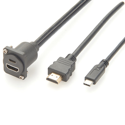 HDMI & USB Type-C Dual Panel Mount Extension Cable