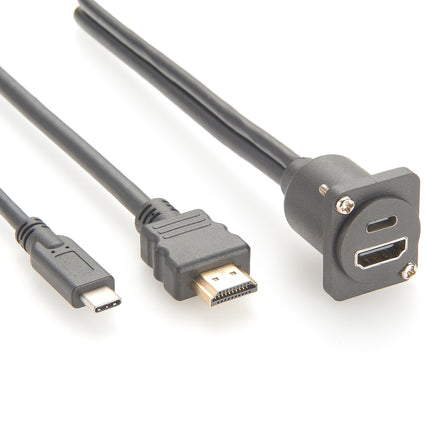 HDMI & USB Type-C Dual Panel Mount Extension Cable