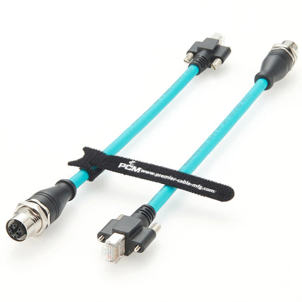 Panel Mount M12 X Code to RJ45 CAT6A GigE Vision Cable