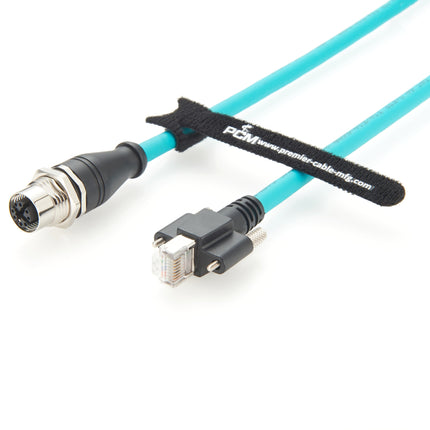 Panel Mount M12 X Code to RJ45 Screw Lock Cable