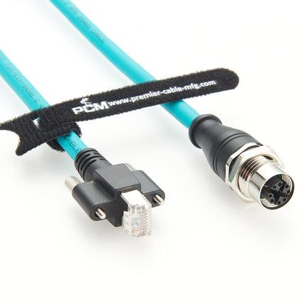 Panel Mount M12 X Code to RJ45 Screw Lock Cable