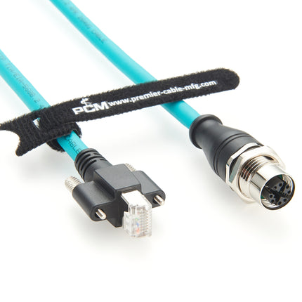 Panel Mount M12 X Code to RJ45 CAT6A GigE Vision Cable