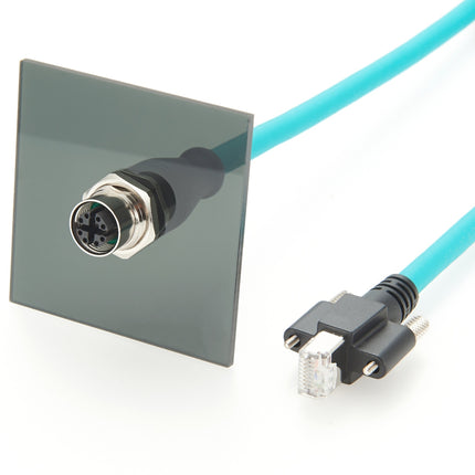 Panel Mount M12 X Code to RJ45 CAT6A GigE Vision Cable