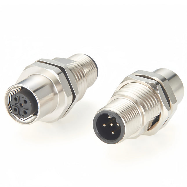 M12 B-Code Bulkhead Feedthrough Connector