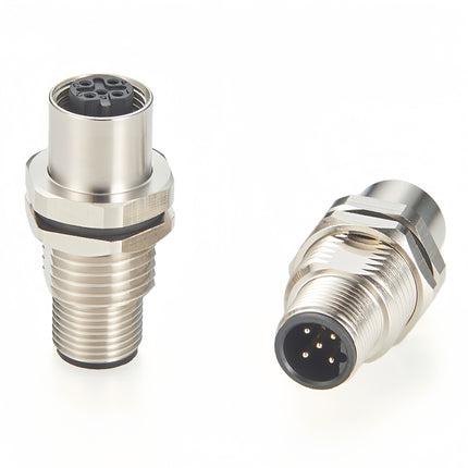 M12 B-Code Bulkhead Feedthrough Connector