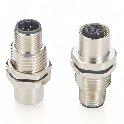 M12 B-Code Bulkhead Feedthrough Connector