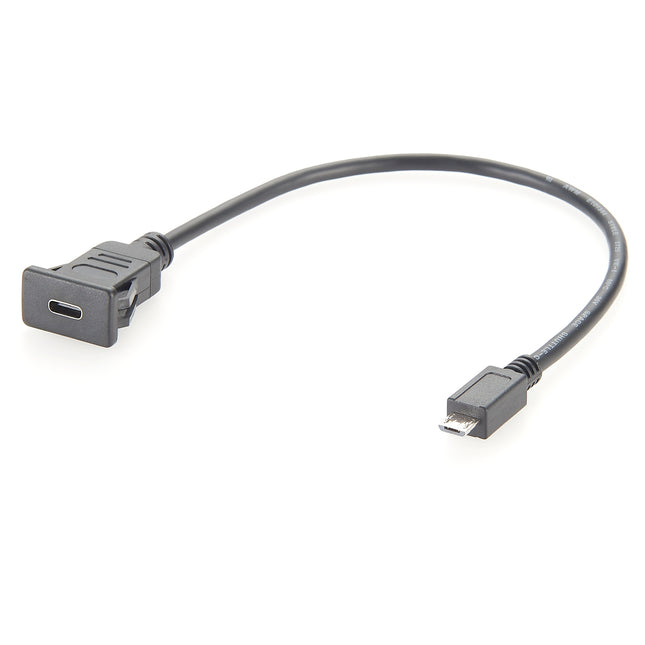Snap-In USB C to Micro B Panel Mount Cable