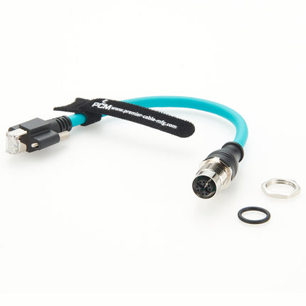 Panel Mount M12 X Code to RJ45 Screw Lock Cable