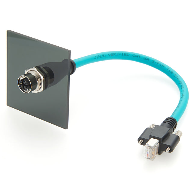 Panel Mount M12 X Code to RJ45 Screw Lock Cable