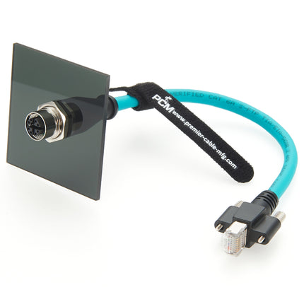 Panel Mount M12 X Code to RJ45 CAT6A GigE Vision Cable