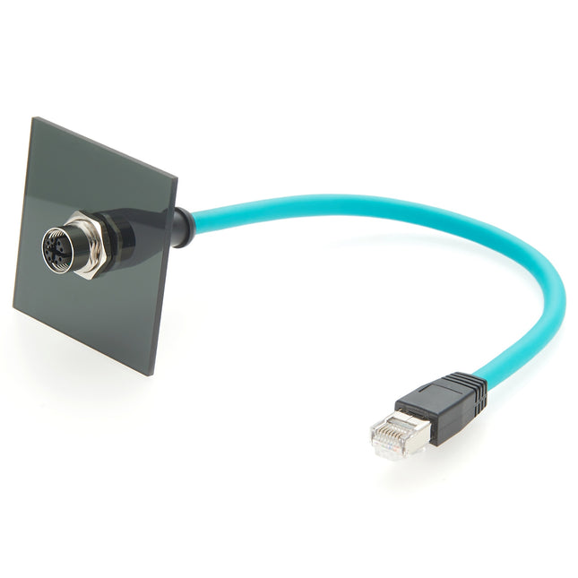 M12 X-Code Panel Mount to RJ45 CAT6A Cable