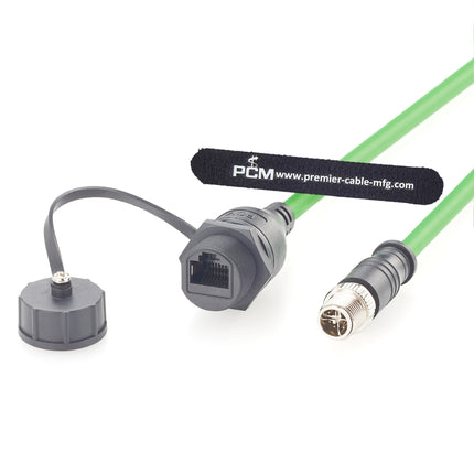 IP67 Waterproof M12 X Code to RJ45 Panel Mount Cat6A Ethernet Cable