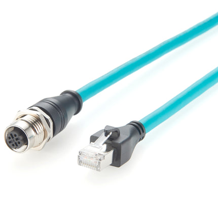 M12 D-Code to RJ45 Panel Mount Cable