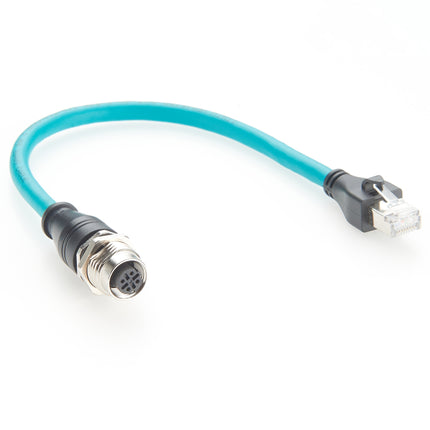 M12 D-Code to RJ45 Panel Mount Cable