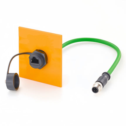 M12 D Code 4 Pin Male to RJ45 Female Panel Mount Profinet EtherCAT Cable