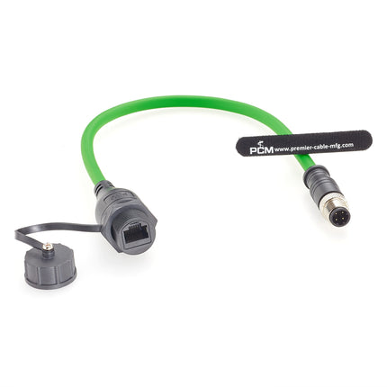 M12 D Code 4 Pin Male to RJ45 Female Panel Mount Profinet EtherCAT Cable