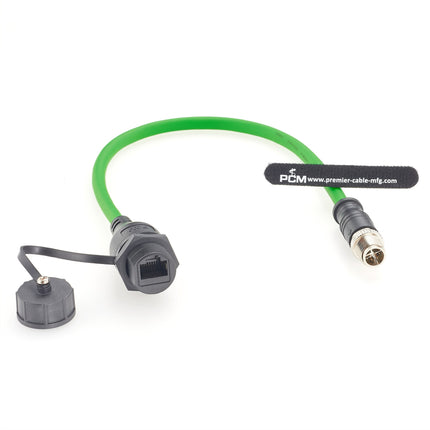 IP67 Waterproof M12 X Code to RJ45 Panel Mount Cat6A Ethernet Cable