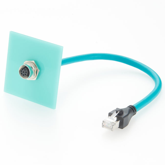 M12 A-Code 8 Pin to RJ45 Panel Mount Cable