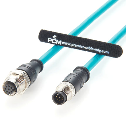 M12 A-Code 8 Pin Panel Mount Extension Cable