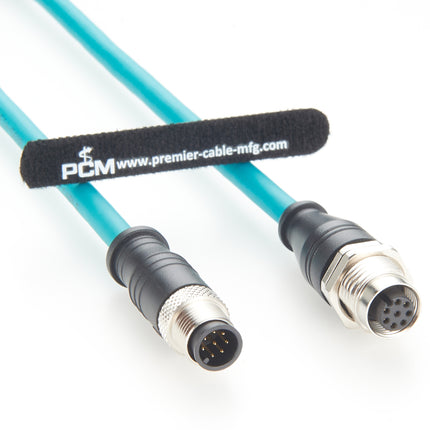 M12 A-Code 8 Pin Panel Mount Extension Cable