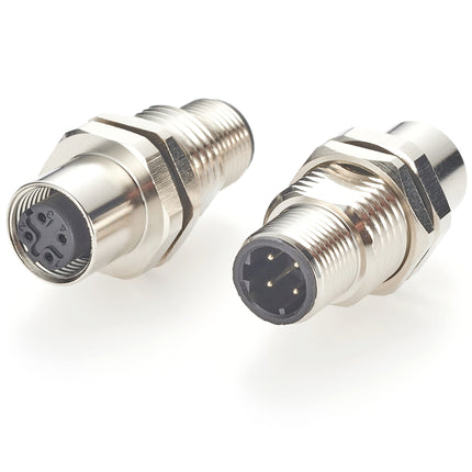 M12 D Code Feedthrough Panel Mount Connector