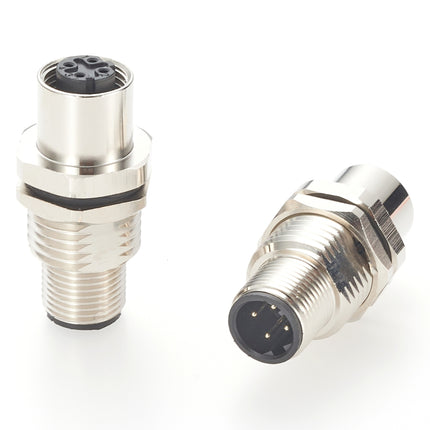 M12 D Code Feedthrough Panel Mount Connector