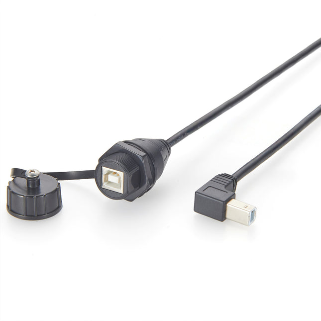 Right Angle USB 2.0 Type B Waterproof Panel Mount Cable