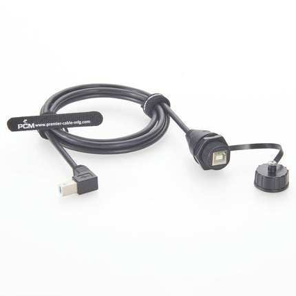 Right Angle USB 2.0 Type B Waterproof Panel Mount Cable