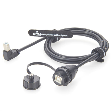 Right Angle USB 2.0 Type B Waterproof Panel Mount Cable