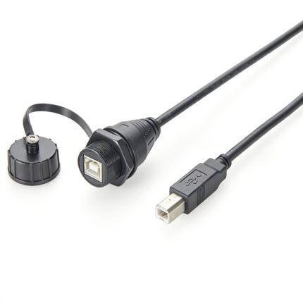 Waterproof USB 2.0 Type B Panel Mount Extension Cable