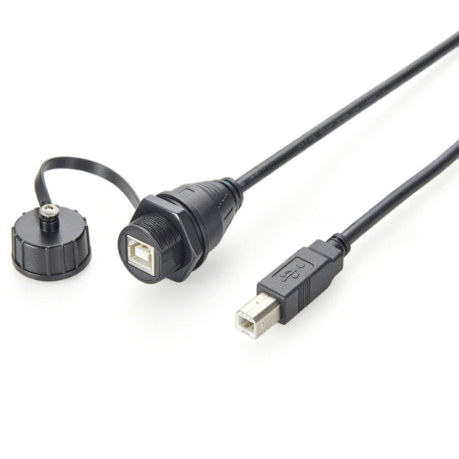 Waterproof USB 2.0 Type B Panel Mount Extension Cable
