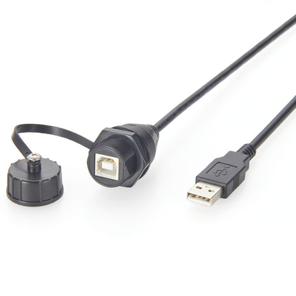 Waterproof USB 2.0 A to B Panel Mount Cable