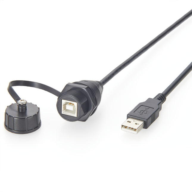 Waterproof USB 2.0 A to B Panel Mount Cable