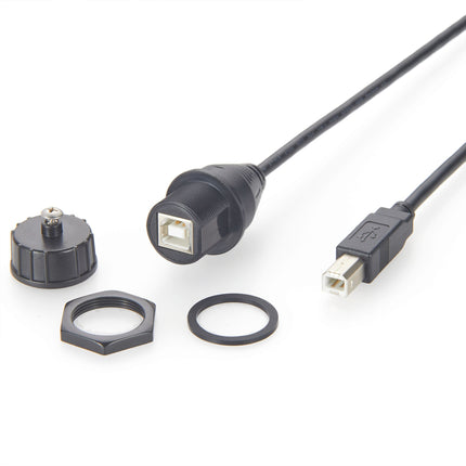 Waterproof USB 2.0 Type B Panel Mount Extension Cable