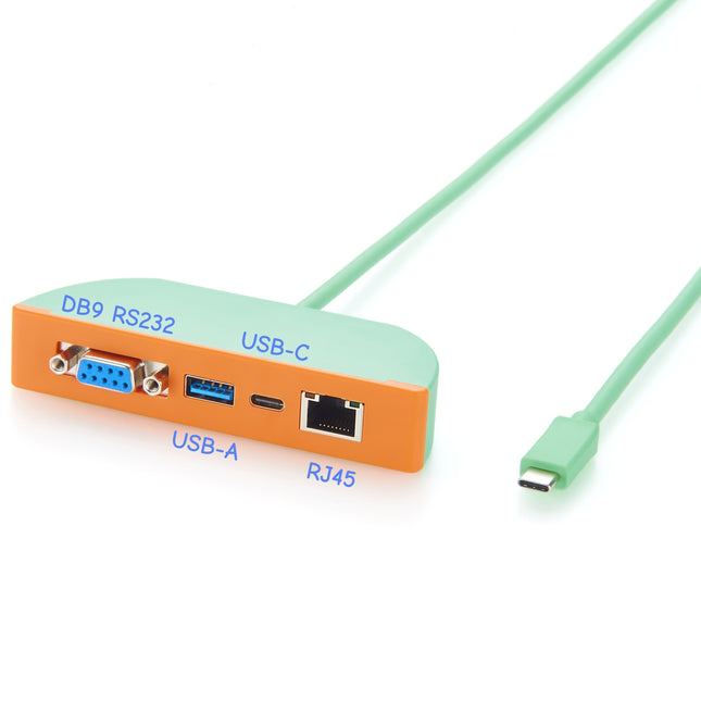USB-C Multiport Adapter with DB9 RS232 USB-A USB-C RJ45