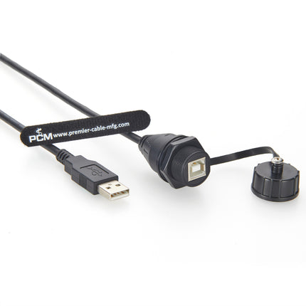 Waterproof USB 2.0 A to B Panel Mount Cable