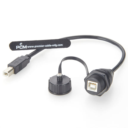 Waterproof USB 2.0 Type B Panel Mount Extension Cable