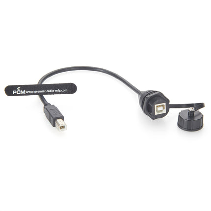 Waterproof USB 2.0 Type B Panel Mount Extension Cable