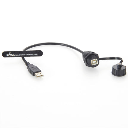 Waterproof USB 2.0 A to B Panel Mount Cable