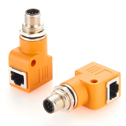 Right Angled M12 A Code 8 Pin to RJ45 Adapter