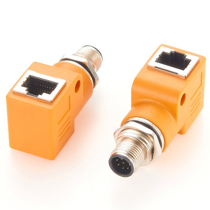 Right Angled M12 A Code 8 Pin to RJ45 Adapter