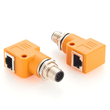 Right Angled M12 A Code 8 Pin to RJ45 Adapter