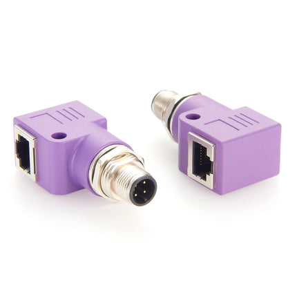 M12 D-Code 4 Pin to RJ45 Right Angle Adapter 