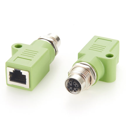 Panel Mount M12 8-pin X-Code Female to RJ45 Ethernet Adapter