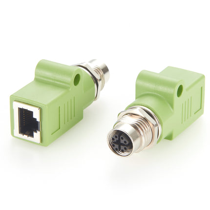 Panel Mount M12 8-pin X-Code Female to RJ45 Ethernet Adapter