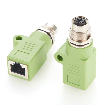 Panel Mount M12 8-pin X-Code Female to RJ45 Ethernet Adapter