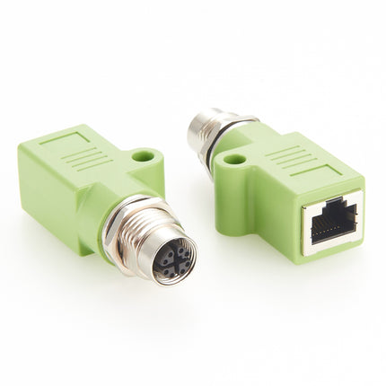 Panel Mount M12 8-pin X-Code Female to RJ45 Ethernet Adapter