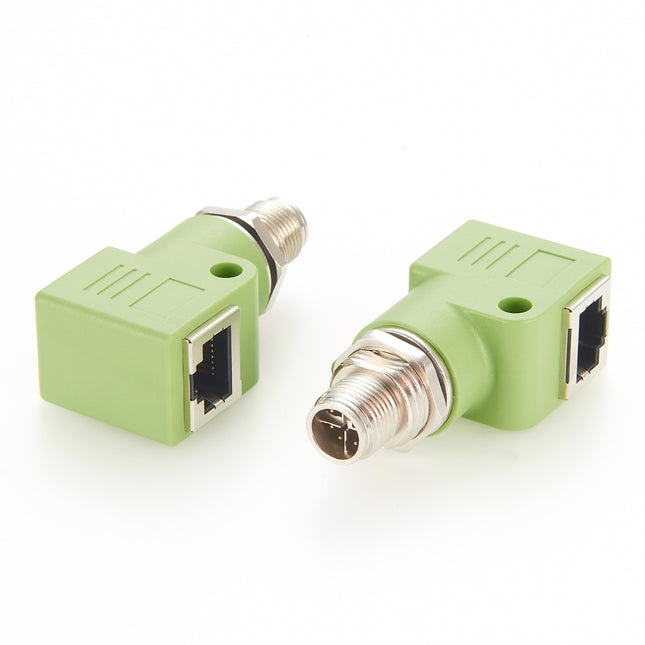 Right Angle M12 X-Code to RJ45 Ethernet Adapter