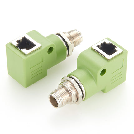 Right Angle M12 X-Code to RJ45 Ethernet Adapter